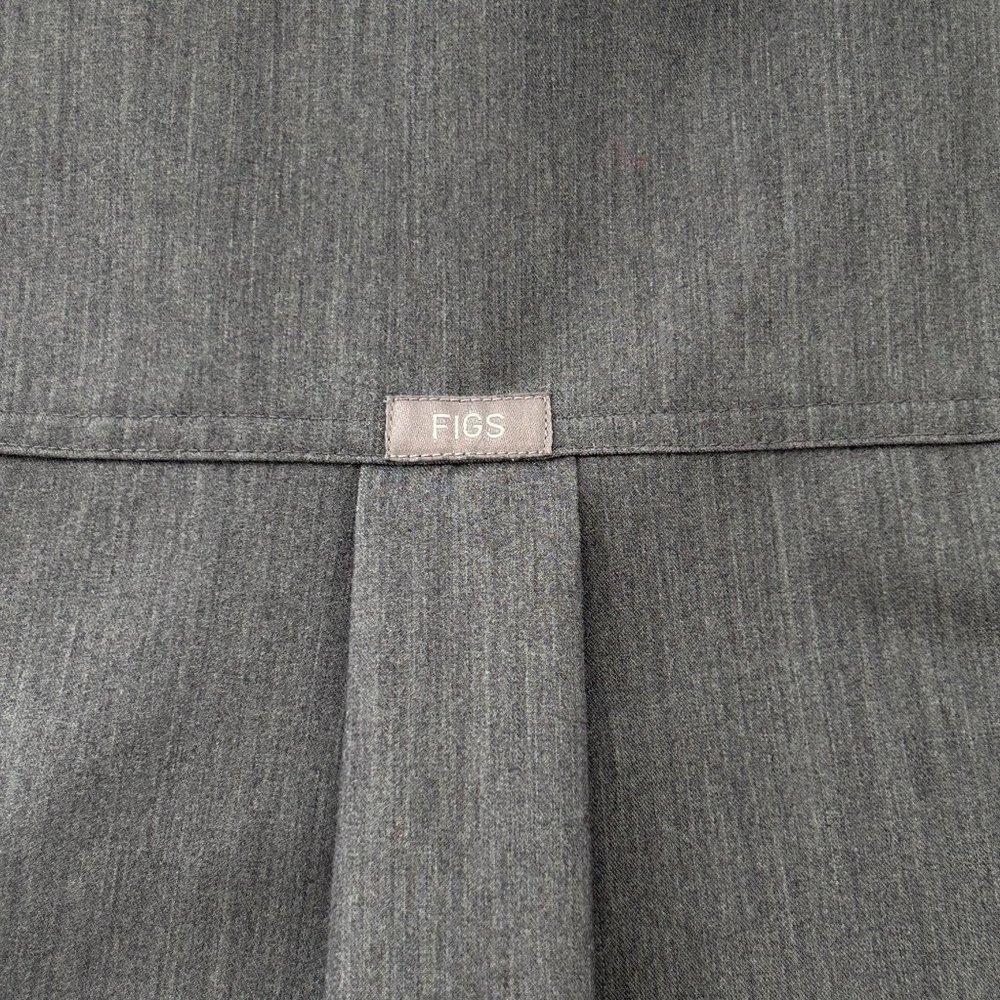 Figs Gray Boxy Button Down Shirt with Mandarin Collar - Picture 7 of 9